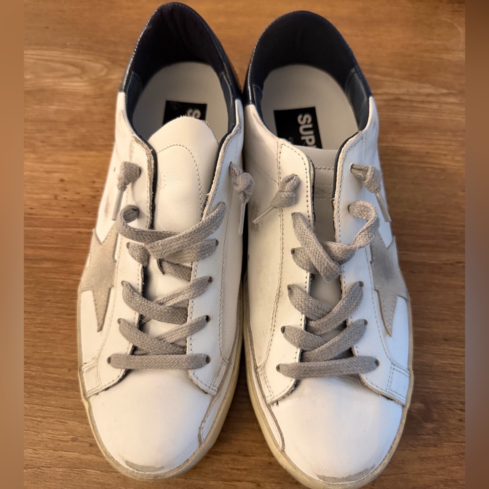 Golden Goose & Box & Dust Bag Super Star White, Ice, Night Blue Leather Size 37